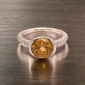 Natural Zircon Diamond Ring 6.5 14k White Gold 3.5 TCW Certified 221355